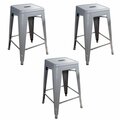 Comfortcorrect 24 in. Loft Silver Metal Bar Stool - 3 Piece CO2527594